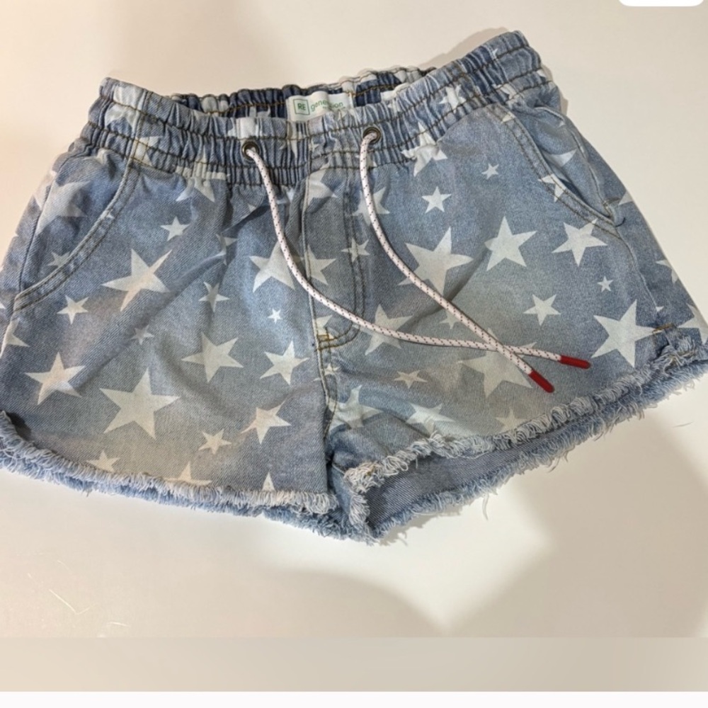 Denim Blue Star-Patterned Women's Shorts